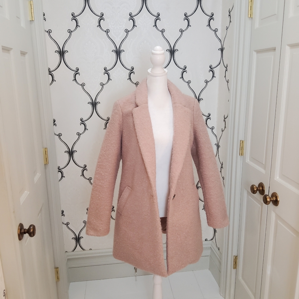 Blush pink Boucle Coat Size small.
